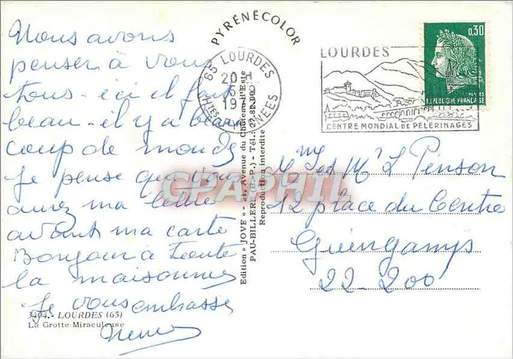 A Gruta Milagrosa — Lourdes — Edição JOVE - Verso