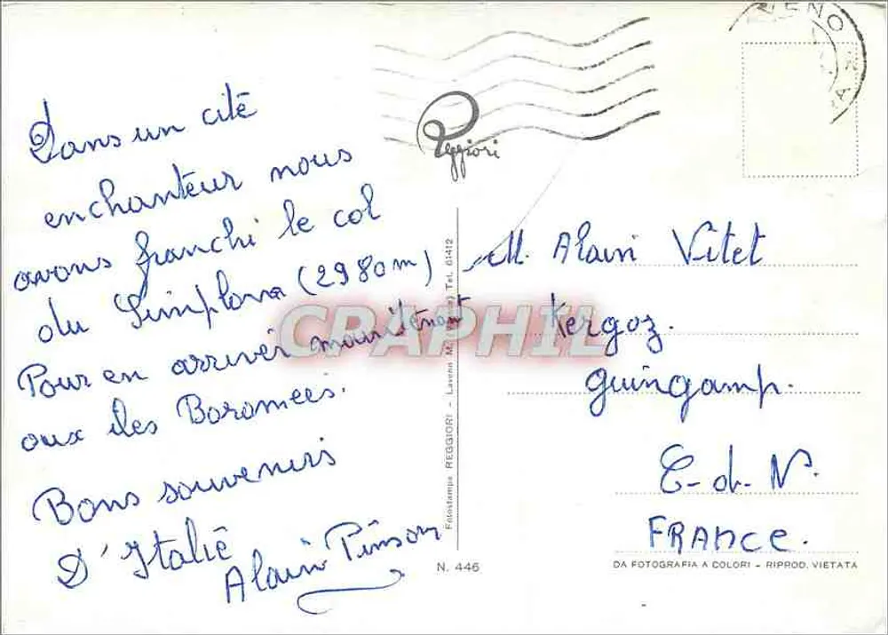 Baveno — Lago Maggiore — editor Peggiori, N. 446 - Verso