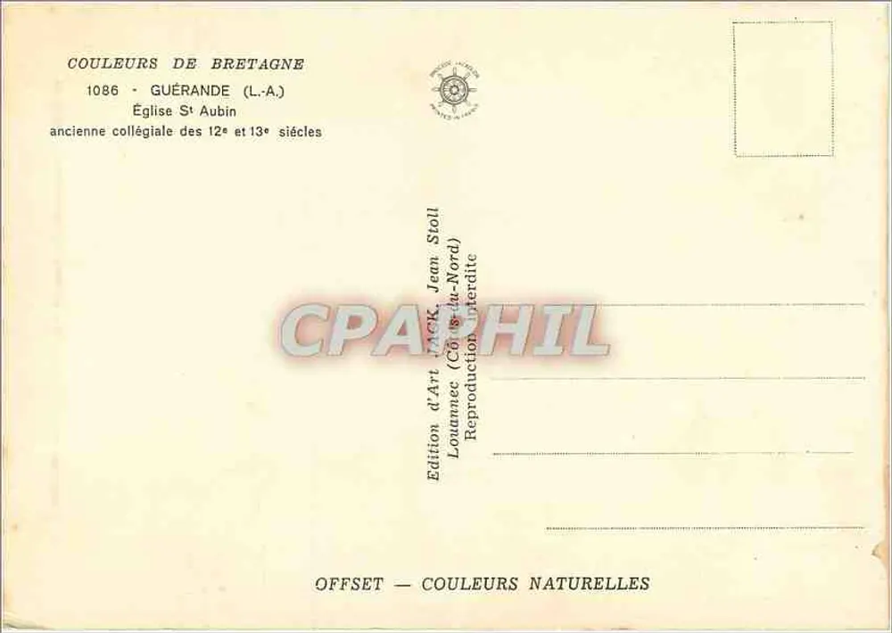 Kirche Saint-Aubin — Guérande (Loire-Atlantique) — Edition d'Art Stoll - Rückseite