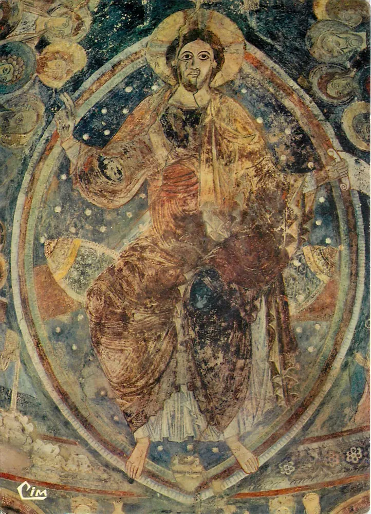 Berze-la-Ville (S.-C.) — Chapelle des Moines de Quiny — Christ en Majesté entre les Apôtres — Cim - Recto