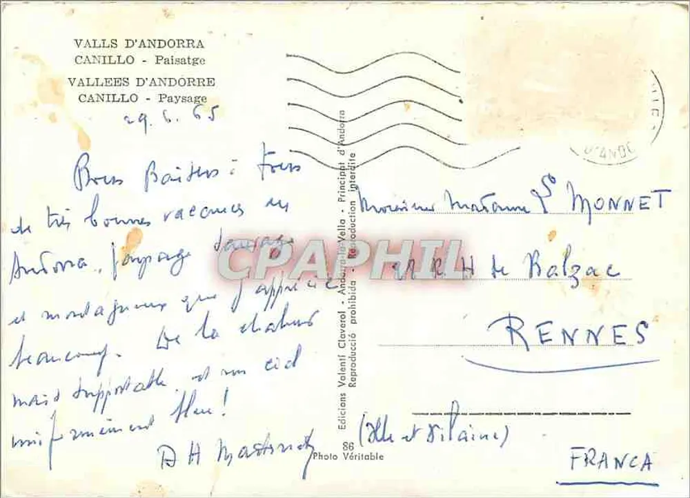 Valls d'Andorra — Paisagem — Edicions Valenti Clavekél - Verso