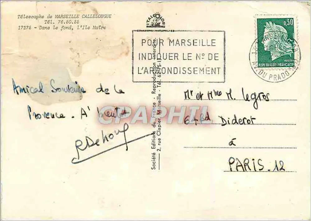 Teleskop von Marseille Callelongue — Im Hintergrund, Insel Maître — Gesellschaft Éditions de France - Rückseite
