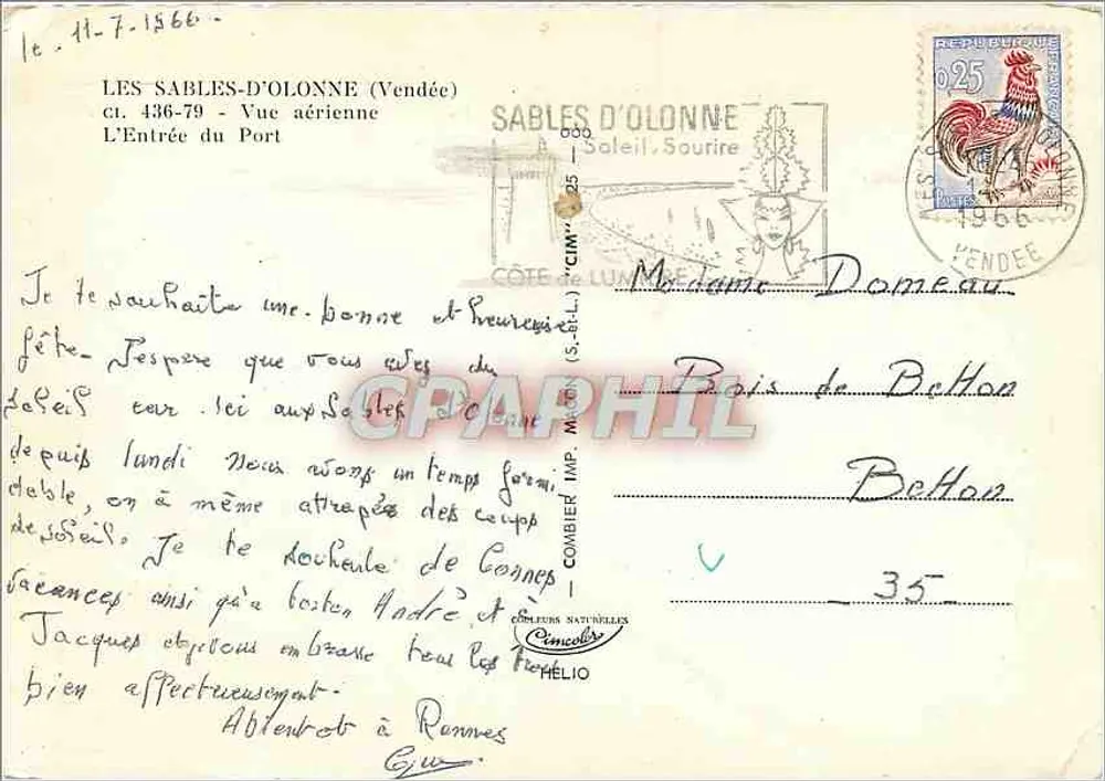Les Sables-d'Olonne — Vue aérienne de l'entrée du port — Cim - Verso