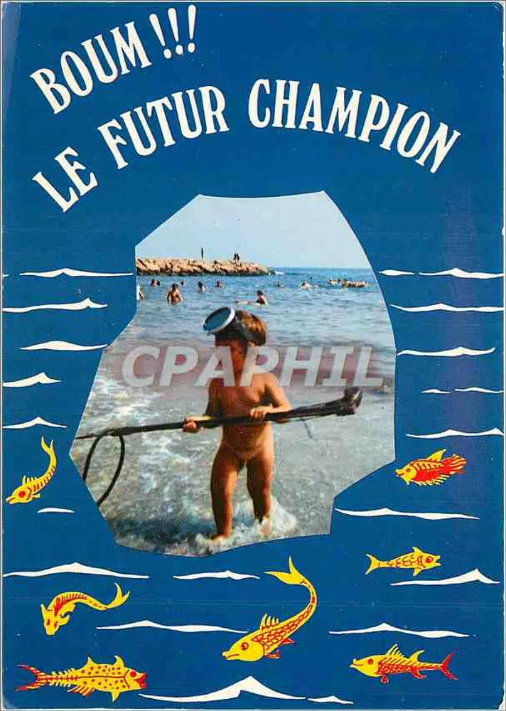 Criança com máscara de mergulho — O futuro campeão — Edições S. Audumares, Pérignan - Frente