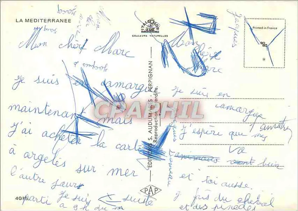 Criança com máscara de mergulho — O futuro campeão — Edições S. Audumares, Pérignan - Verso