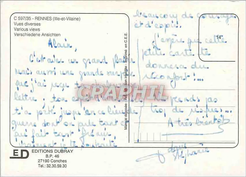 Rennes — Various Views — Éditions Dubray, n° C 597/35 - Back