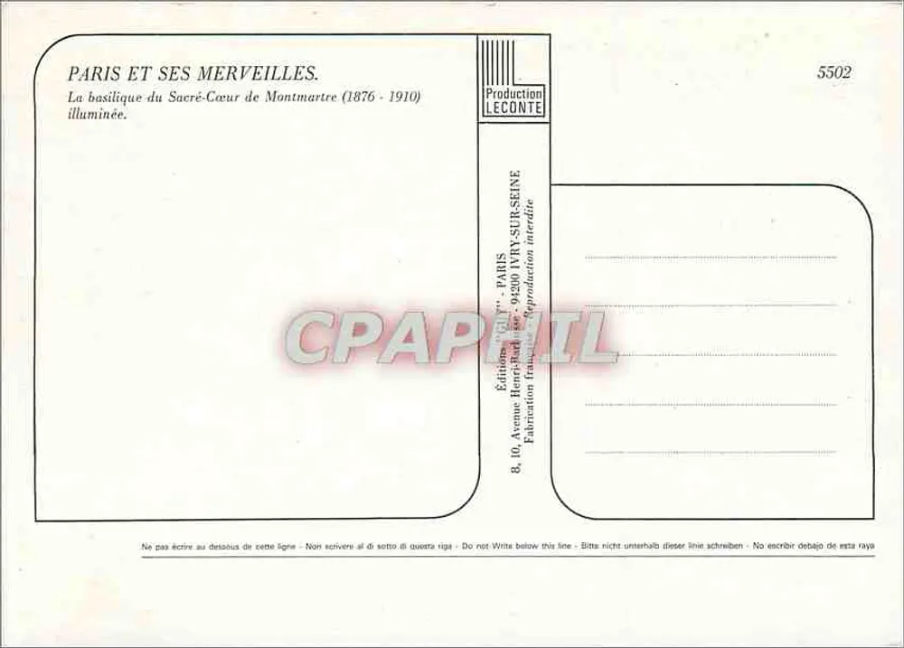 Das Heilige Herz — Paris — Éditions LECONTE, n°5502 - Rückseite