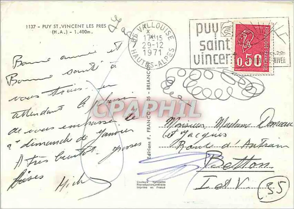 Puy Saint-Vincent les Prés — Hautes-Alpes — Wydawnictwo F. Franco-Alpes - Rewers