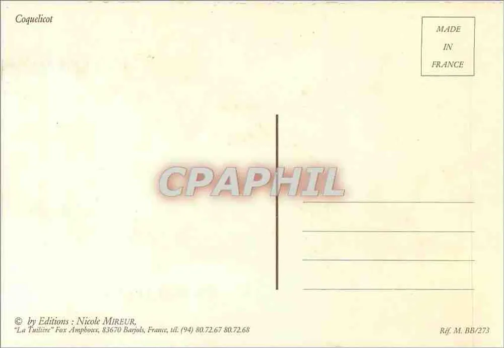 गुलाबी गेंदा — निकोल मिरूर प्रकाशन, फ्रांस — संदर्भ M.BB/273 - पीछे