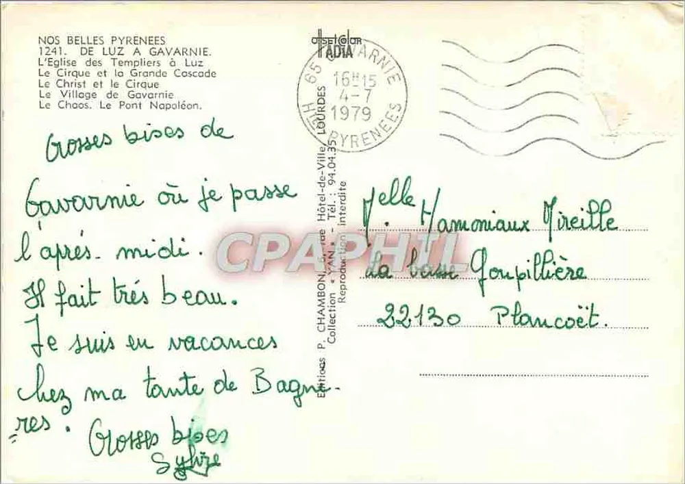 Von Luz nach Gavarnie — Verlag P. Chambon, Nr. 1241 - Rückseite