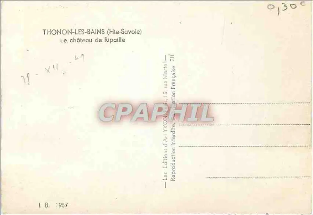 Thonon-les-Bains — Le château de Ripaille — Éditions d'Art Yvon, 711 - Rückseite