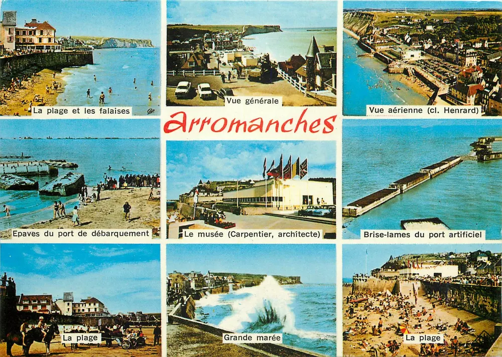 Arromanches — Aerial view, port, museum, wrecks, beach — Elnacap - Front