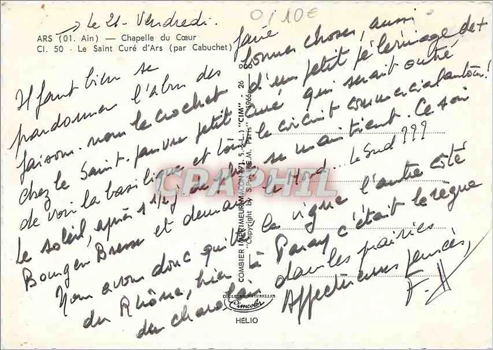 Statua del Santo Curato d'Ars — Cappella del Cuore (di Cabuchet) — CI. 50 — Cim - Verso
