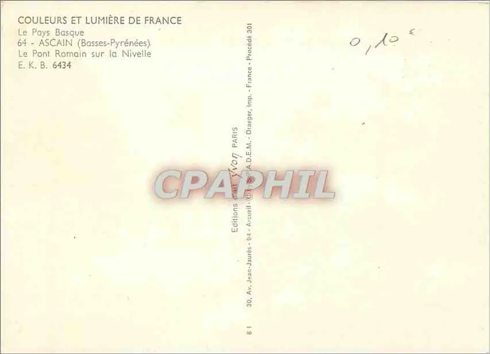 Ascain — Le Pont Romain sur la Nivelle — Editions Jean-Jaurès - Verso