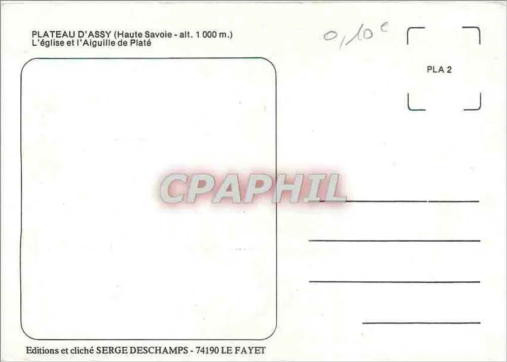 Plateau d'Assy — Kirche und Nadel — Editions und Cliché Serge Deschamps - Rückseite