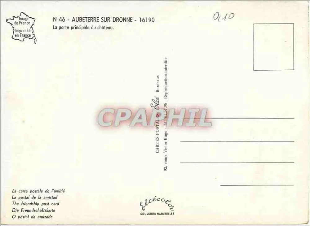 Aubeterre-sur-Dronne — La puerta principal del castillo — Editor Elès, N° 46 - Reverso