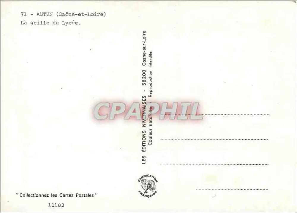 Aupun (Saône-et-Loire) — De hek van het lyceum — Éditions Nivernaises - Achterkant