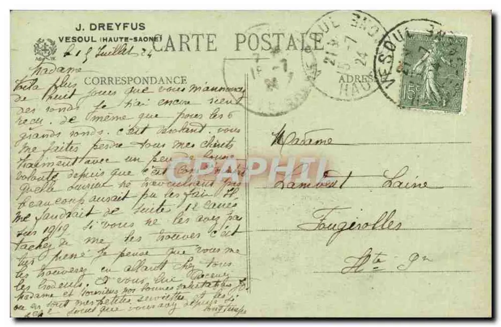 Les Hautes Vosges - Coteau de la Tête-du-Linge — Éditeur Weick, Saint-Dié, n° 12893 - Verso
