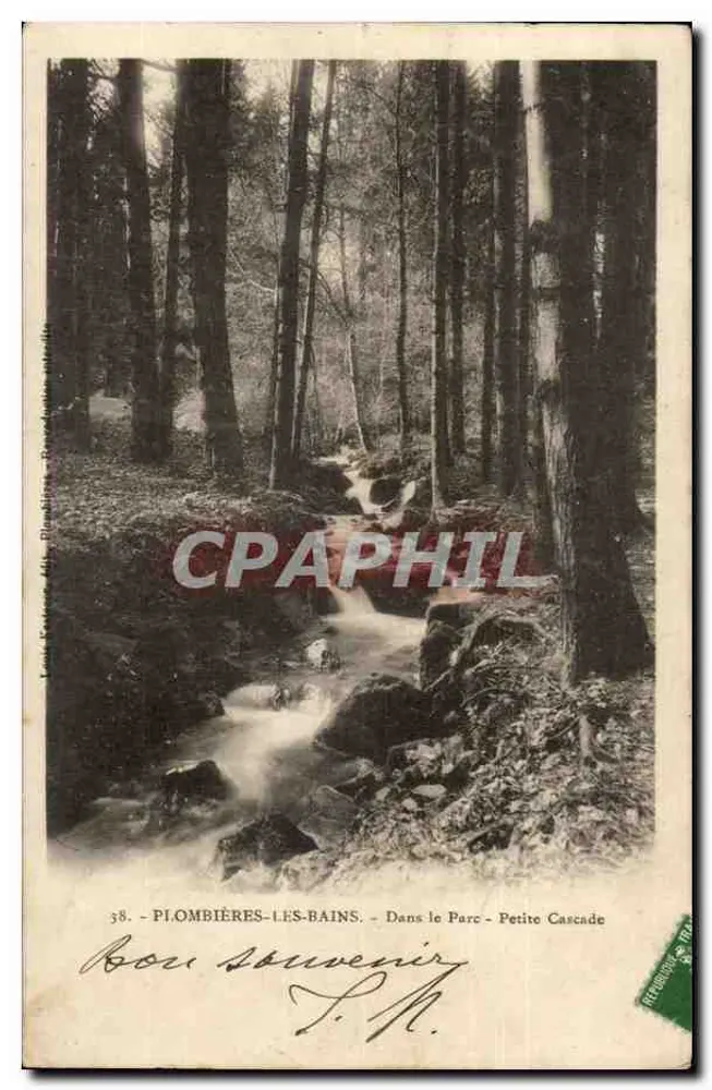 Piombières-les-Bains — No Parque — Pequena Cachoeira — Editor: Piombières-les-Bains, n° 38 - Frente