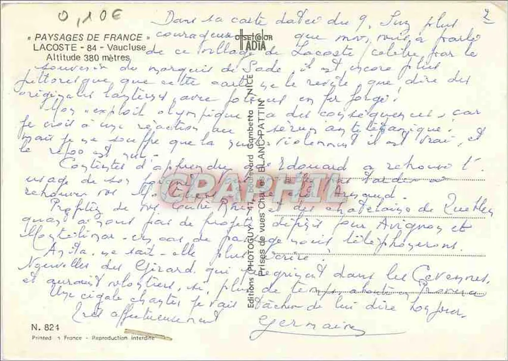 लाकोस्ट — वाउक्लूज के ऐतिहासिक शहर — एडिशन ब्लांस-पैटिन - पीछे
