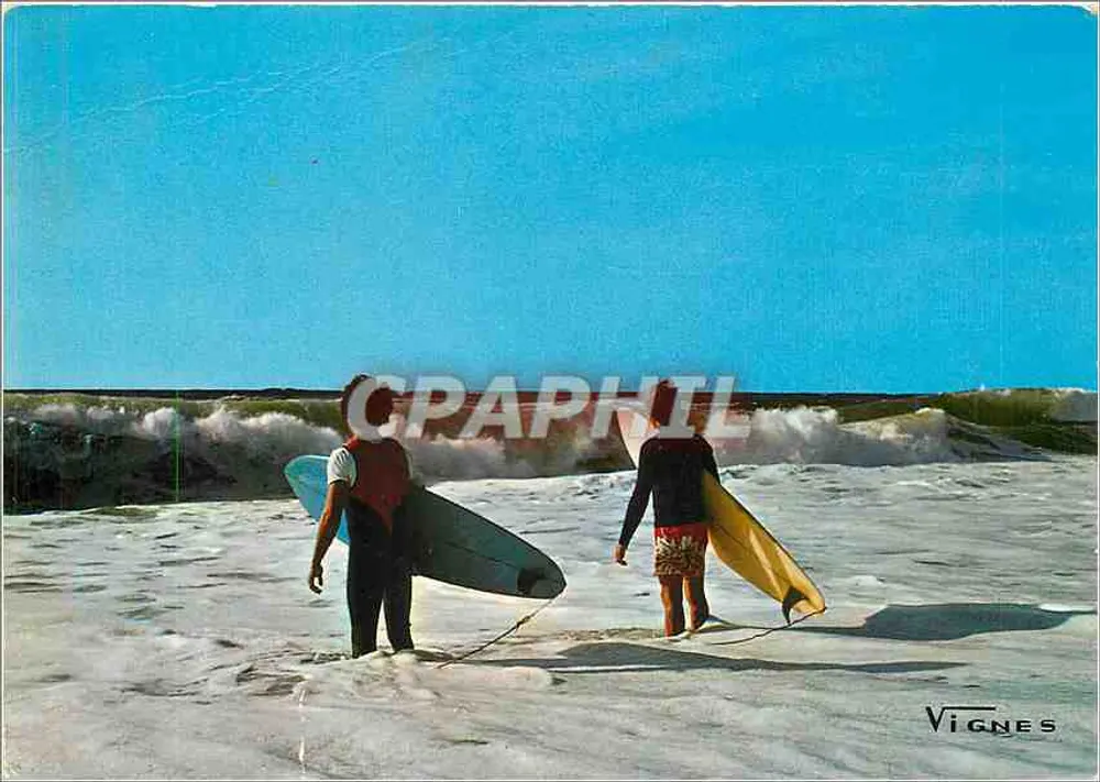 Dwa surfery na plaży — Vignes, seria 1176 — Wydawnictwo Art Vignes - Awers
