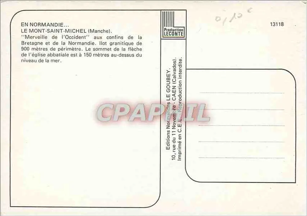 Mont-Saint-Michel — Luftbild — Éditions Normandes LE GOUBEY - Rückseite