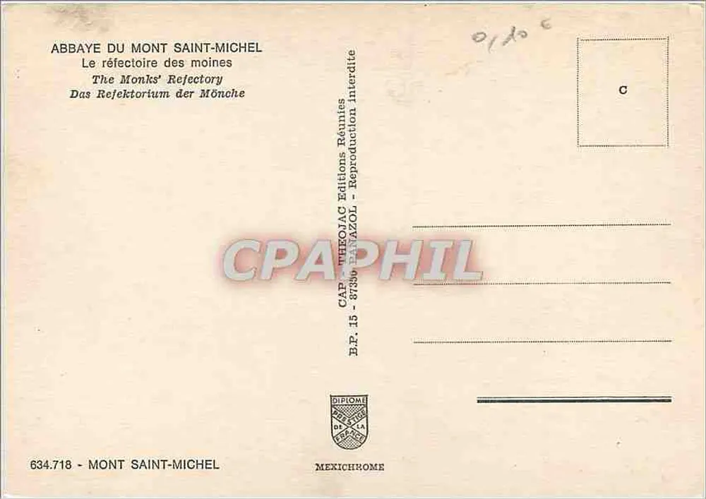 Abtei Mont-Saint-Michel — Das Refektorium der Mönche — Éditions Réunies - Rückseite