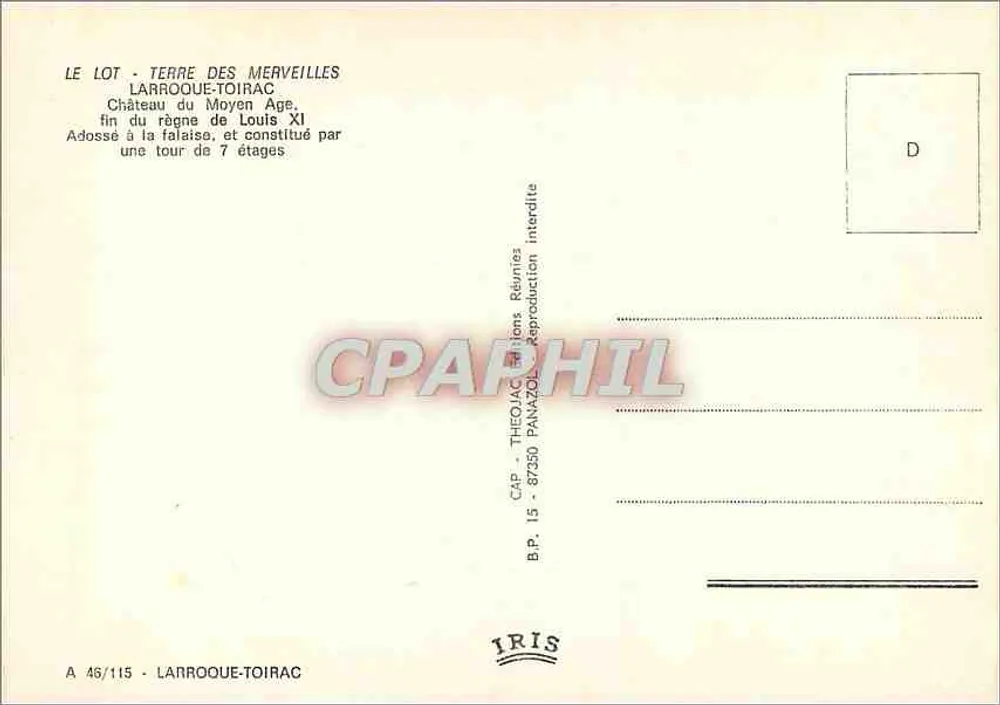 Schloss Larroque-Toirac — Ende der Herrschaft Ludwigs XI. — Verlag IRIS, Nr. 15 - Rückseite