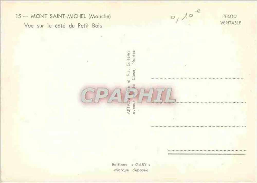 Mont Saint-Michel — Ansicht der Seite Petit Bois — Editions Gaby - Rückseite