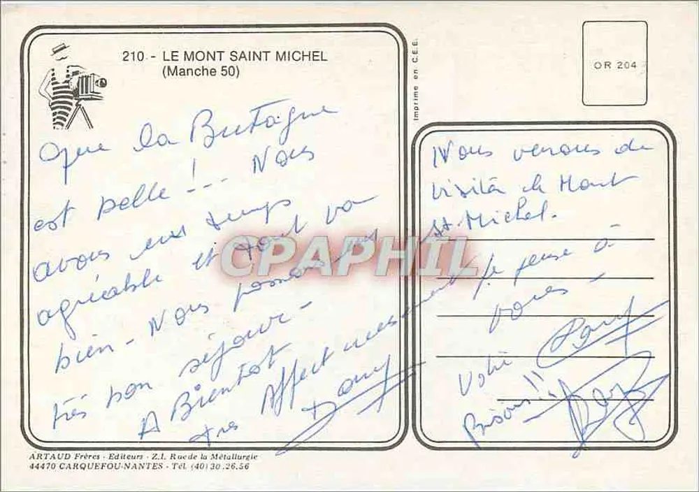 Monte Saint-Michel — vista aérea — Artaud Frères, n° 210 - Verso