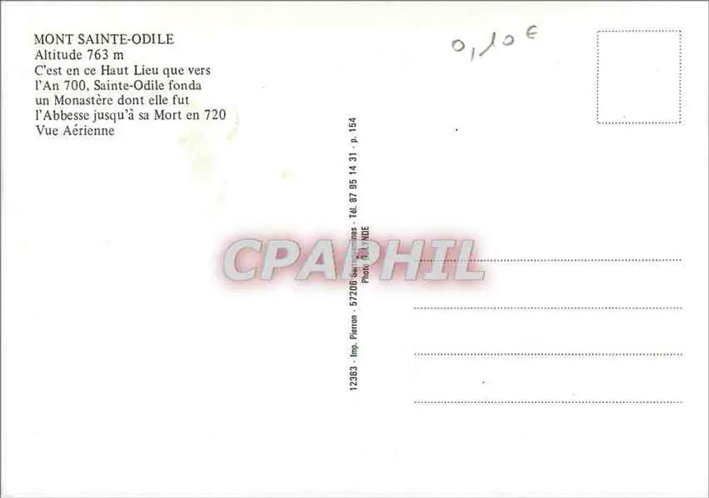 Mont Sainte-Odile — vue aérienne — Imp. Pieron, 57200, p. 154 - Verso