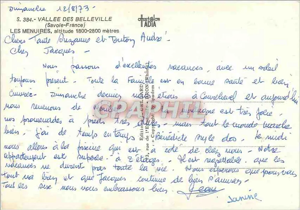 Les Menuires — Skistation — Verlag ADIA, n° S. 384 - Rückseite