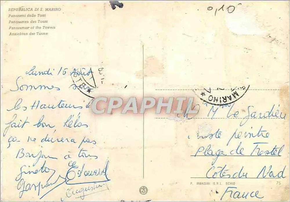 Castelo de San Marino — vista panorâmica — P. Marzari S.R.L. Schio - Verso