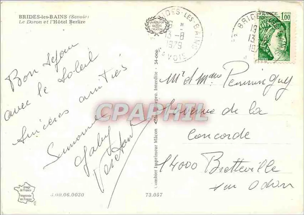 Brides-les-Bains (Savoie) — Le Doron und das Hotel Berlire — Imprimeur Mâcon - Rückseite