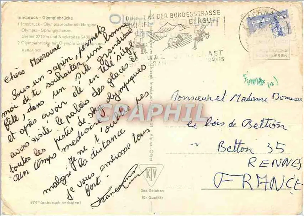 इंसब्रुक - ओलंपिक पुल — शहर की दृष्टि और ओलंपिक स्टेडियम के साथ पीछे की ओर आल्प्स - पीछे