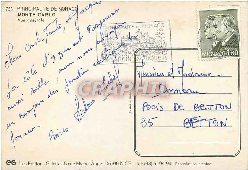 Monte Carlo — Vista geral — Les Editions Gilletta, n°753 - Verso