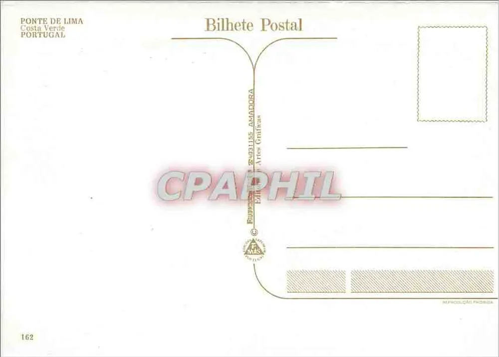 Ponte de Lima — Costa Verde — Editor: Bilhete Postal, n° 162 - Verso