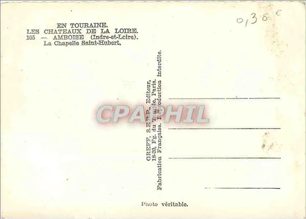 Amboise — La Chapelle Saint-Hubert — Greff - Verso