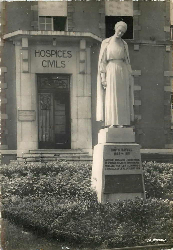 Estátua de Edith Cavell — Strasbourg — Editor La Cigogne, n° 50007 - Frente