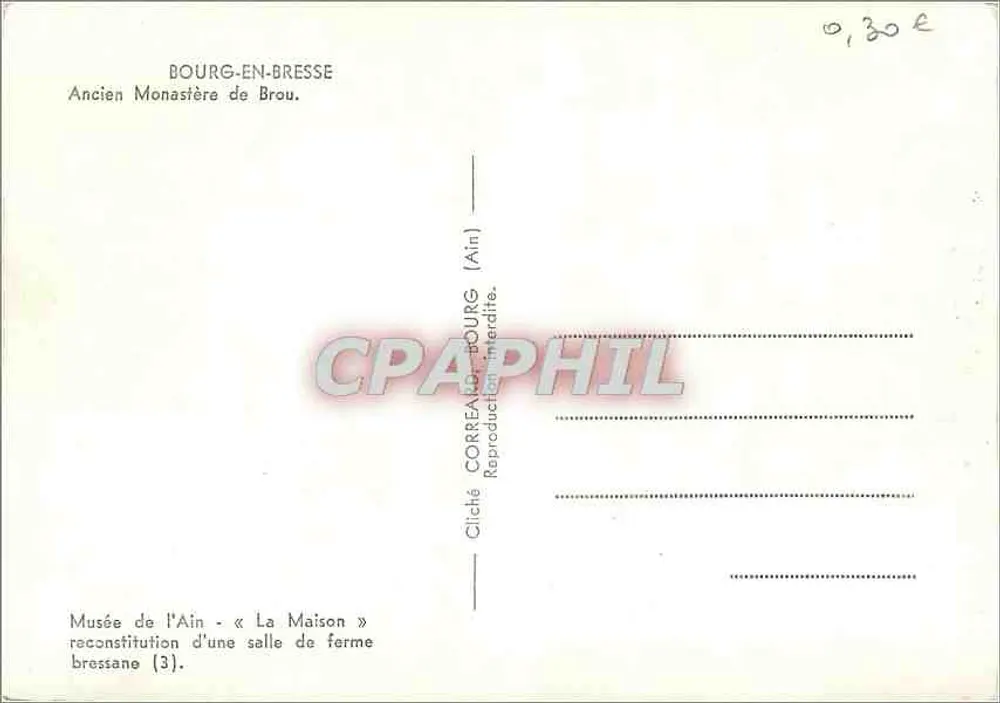 Bourg-en-Bresse — Velho Mosteiro de Brou — reconstituição de uma sala de fazenda bressã — Museu do Ain - Verso