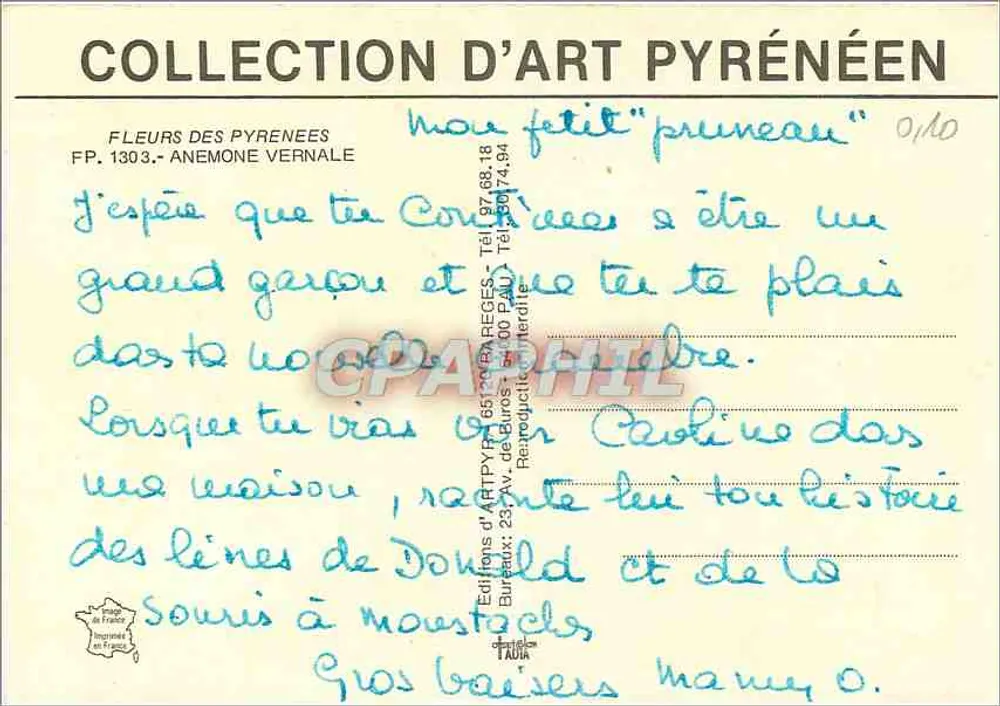Fleurs des Pyrénées — Anémone Vernalé — Éditions d'Art Pyrénéen - Rewers