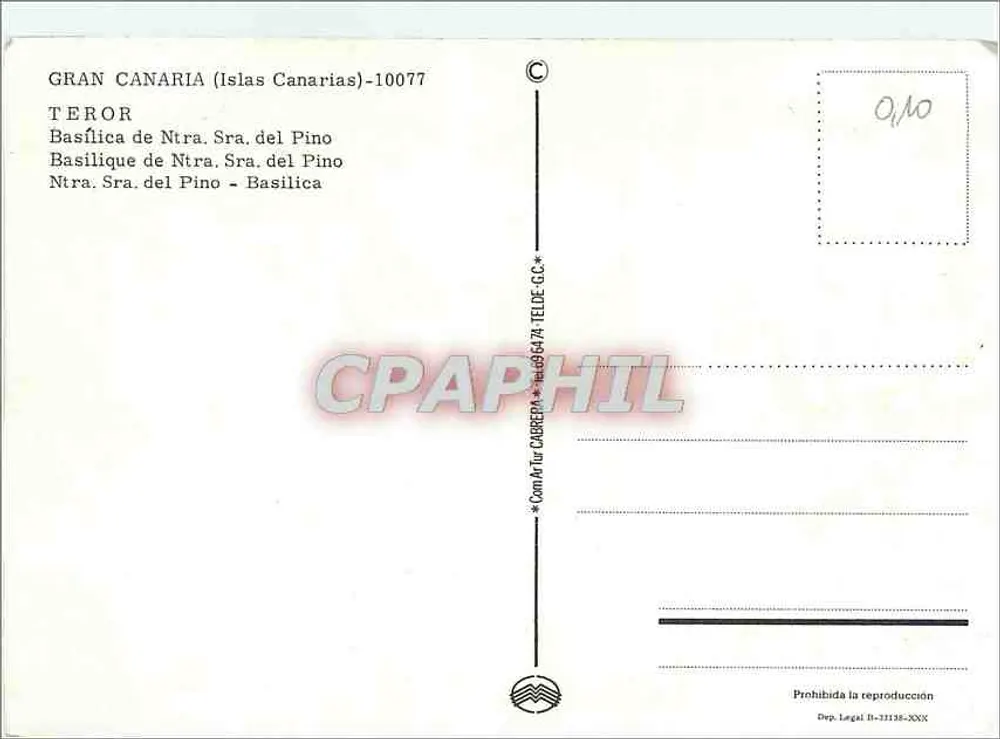 Teror — Ansicht der Basilika Unserer Frau vom Pinne — Verlag C. Telde S.C.C. - Rückseite