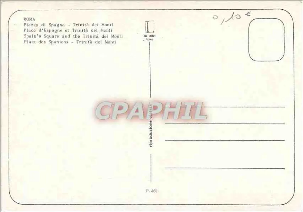 Rom - Piazza di Spagna und Trinità dei Monti — Verlag Ro Lozzi, Nr. P.461 - Rückseite