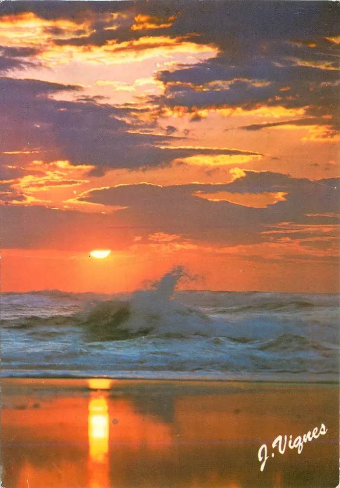 Zonsondergang over de oceaan — Het gezicht van de Landes — J. Vignes - Voorkant