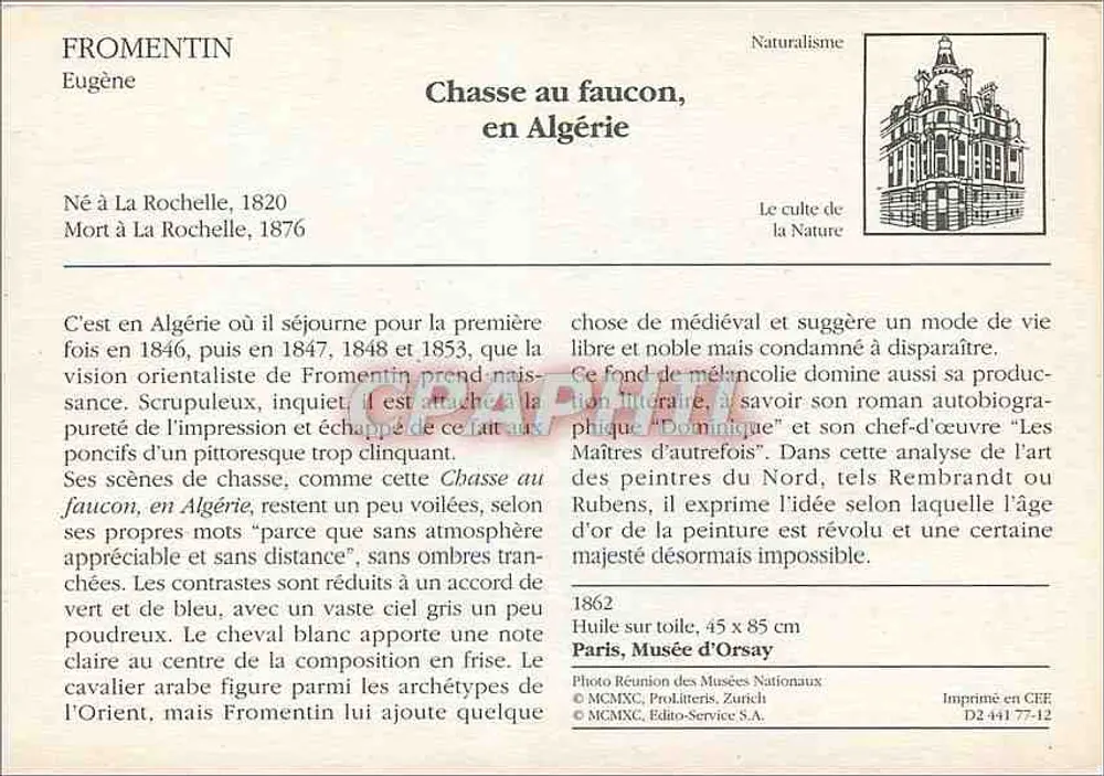 Chasse au faucon, en Algérie — Eugène Fromentin, 1862 — Musée d'Orsay, Paris - Verso