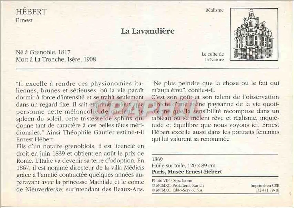 A Lavadeira — Ernest Hébert — Museu Ernest-Hébert, Paris - Verso