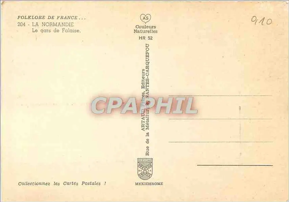 Le Gars de Falaise — Normannischer Brauchtum — Artaud Métalhume, Nantes, HR 52 - Rückseite