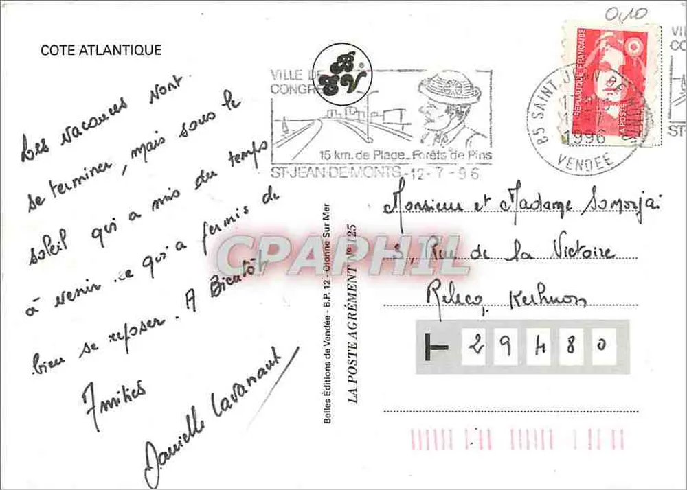 Kącik z kwiatami — Saint-Jean-de-Monts — Éditions de la Poste - Rewers