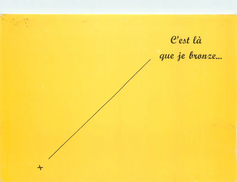 É lá que eu bronzeio... — carta postal artística — LE COFFRE À MALICES, 85 CHALLANS - Frente