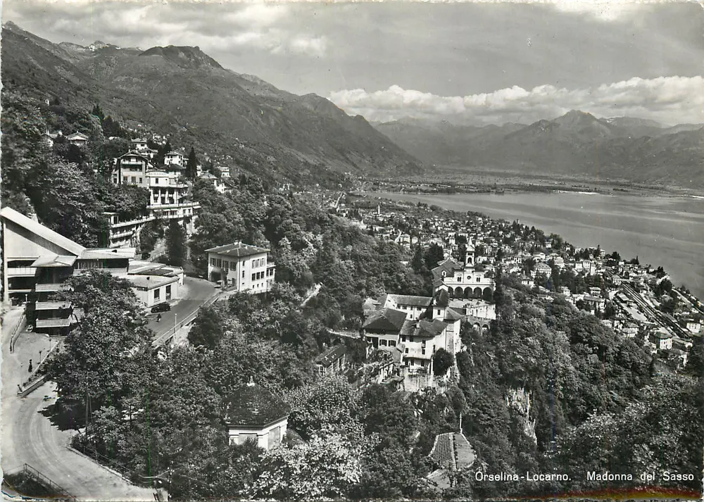 Orselina-Locarno. Madonna del Sasso — vista panorámica — Photoglob-Wehrli AG, Zúrich - Anverso